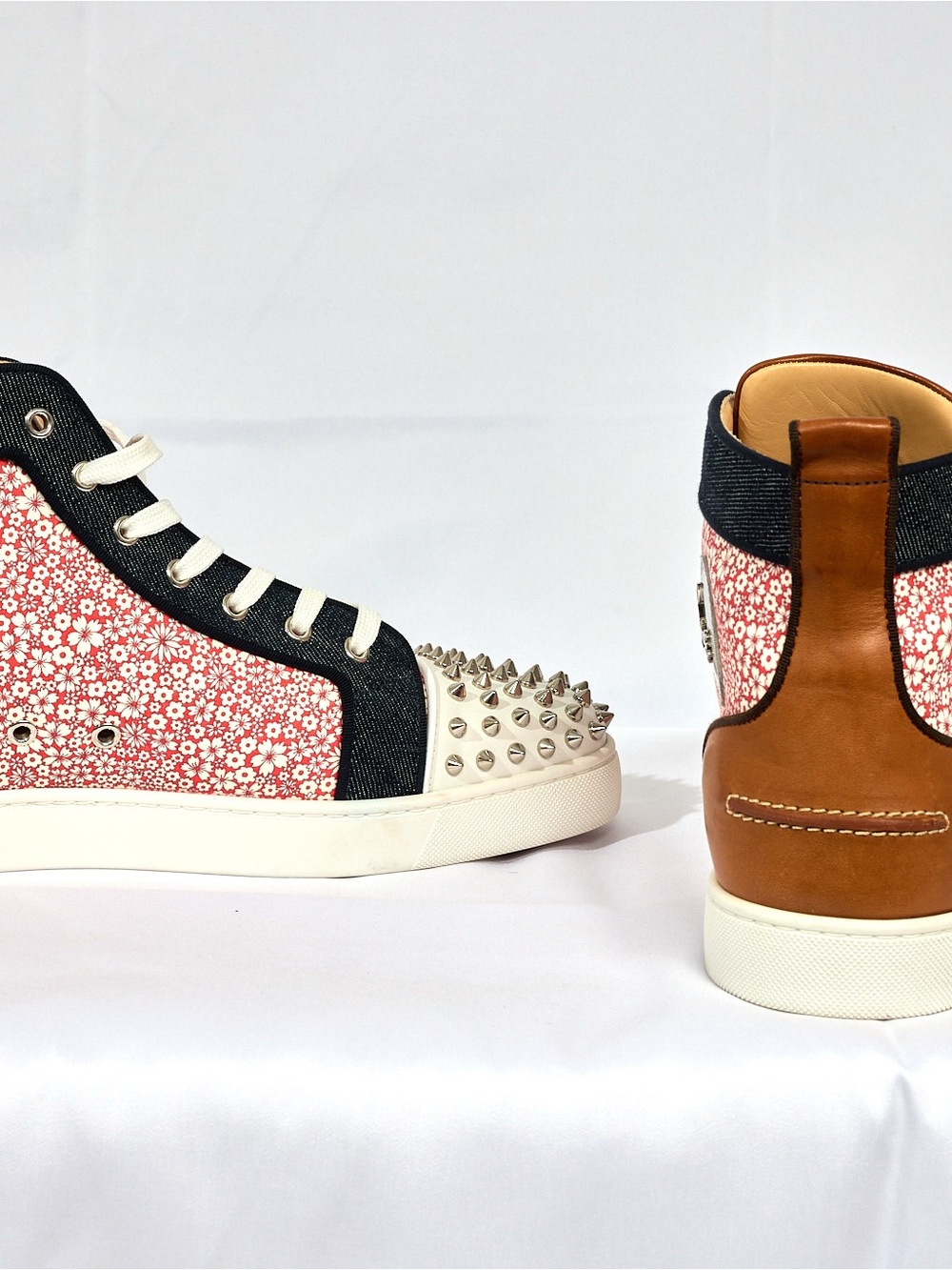 Christian Louboutin Lou Spikes Orlato Floral Studded High-Top Sneakers - Picture 13 of 16